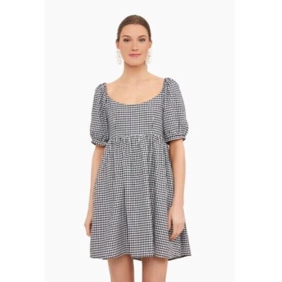 Pomander Place Abigail Dress Womens Size M Mini Black White Gingham Check - Picture 2 of 9